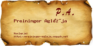Preininger Aglája névjegykártya